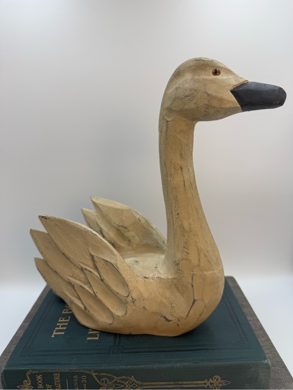 Vintage Style Rustic Swan Statue 9.5” Tall